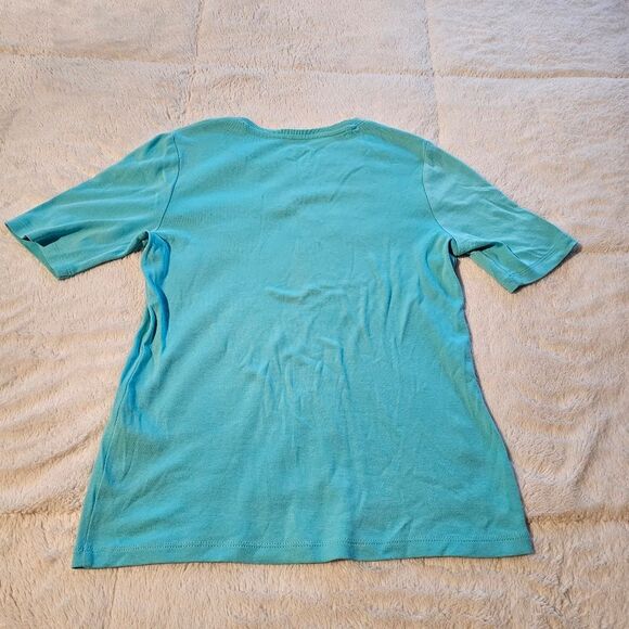 Chico's Teal V-Neck T-Shirt. Size 0/Small. Stylish! - Picture 3 of 4